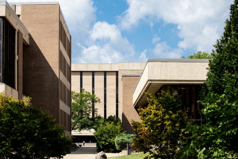 the outside of a building on a college campus