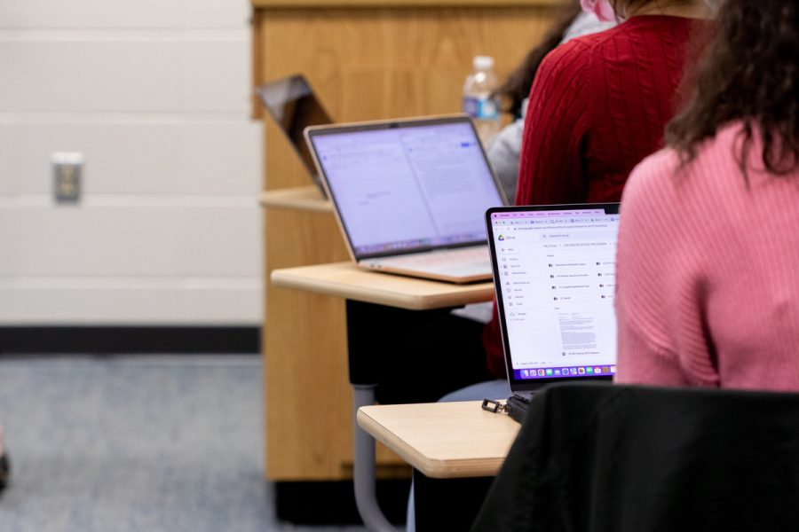 students on computers in a classroom