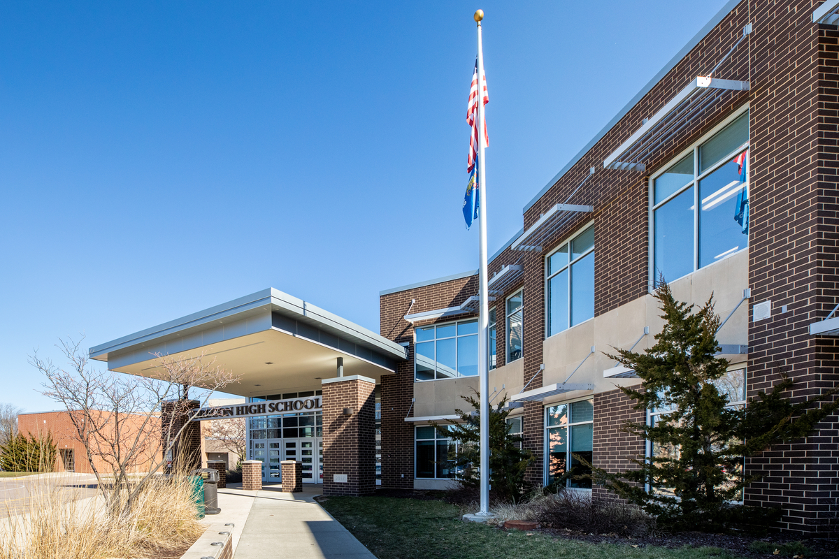 the outside of a high school