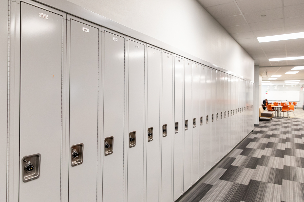 a row of lockers in a school